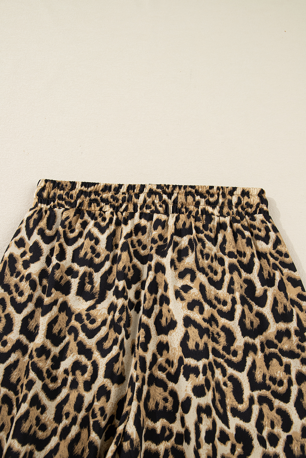 Brown Leopard Collared 3/4 Sleeve Shirt and Loose Pants Two Piece Outfit Set - loveforevers