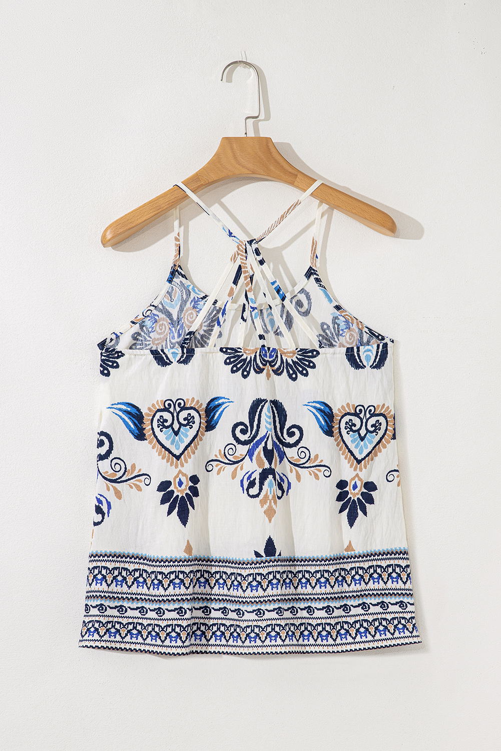 Blue Bohemian Fashion Print Spaghetti Straps Loose Tank - loveforevers