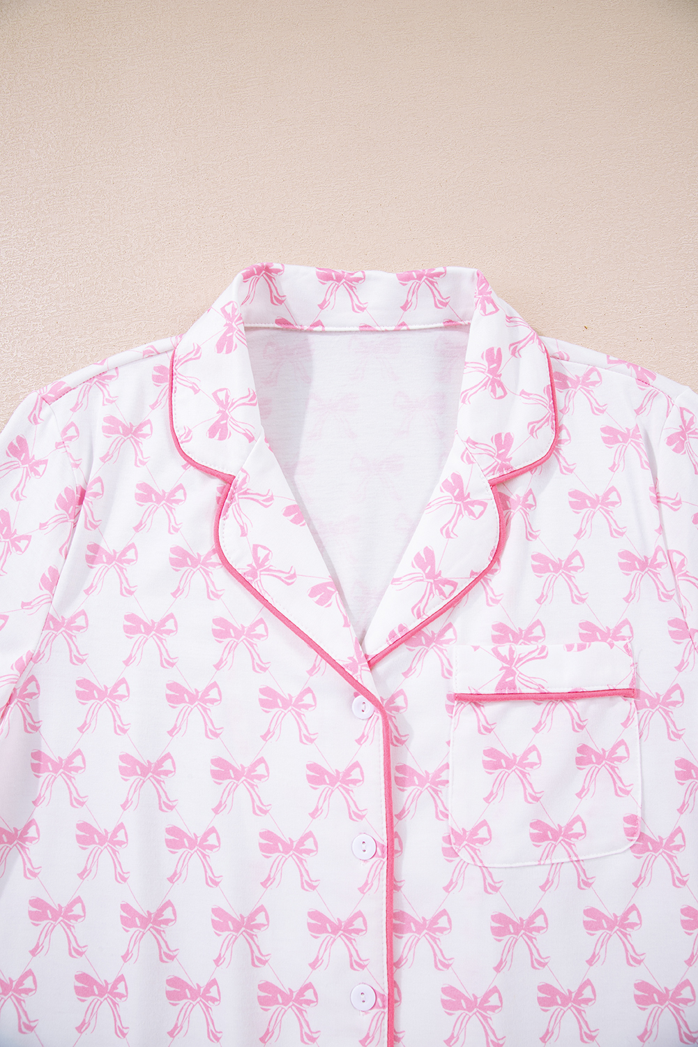 Sky Blue Bow Print Long Sleeve Shirt and Pants Soft Pajama Set - loveforevers
