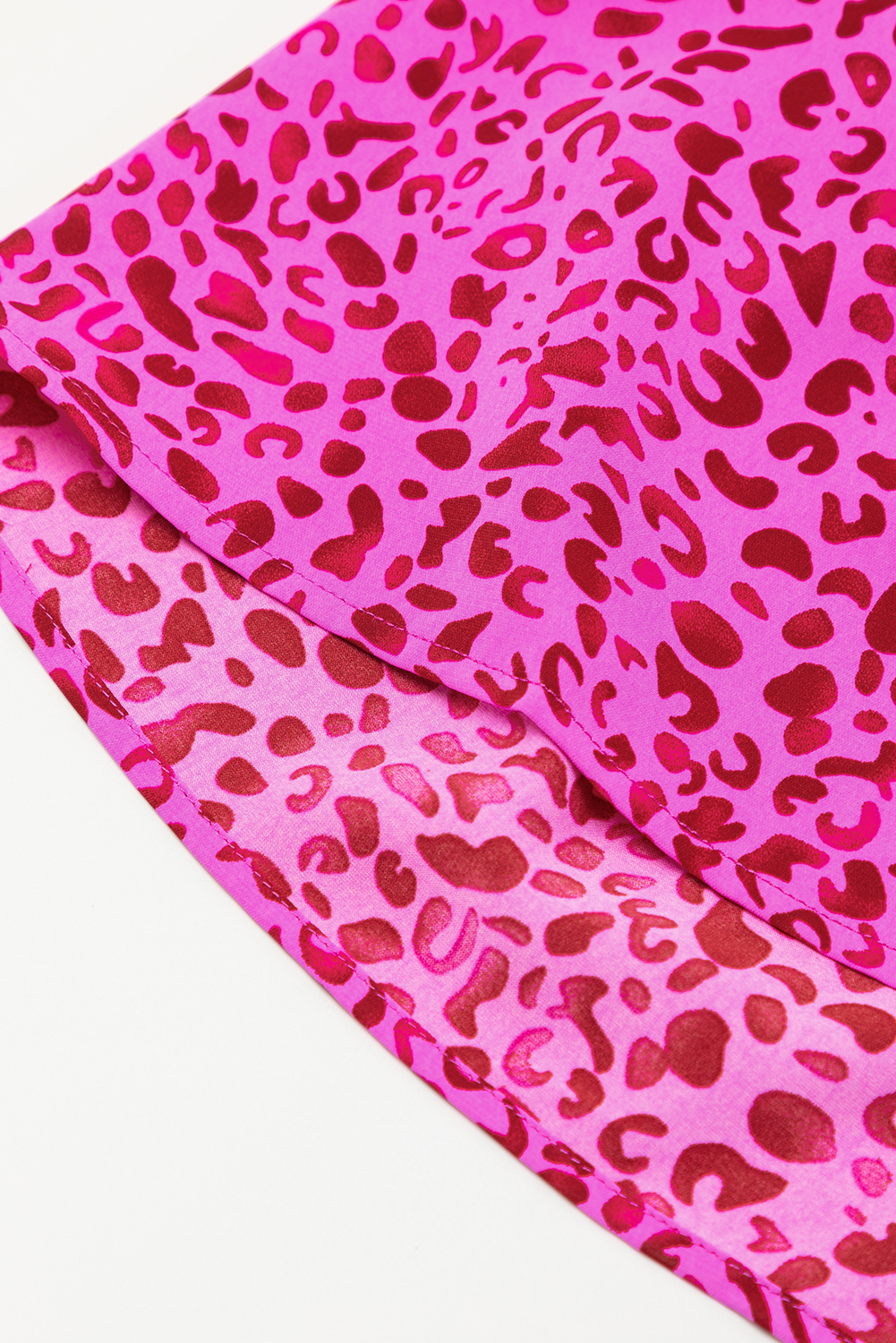 Rose Red Leopard Print Ruffled Trim Tiered Maxi Dress - loveforevers
