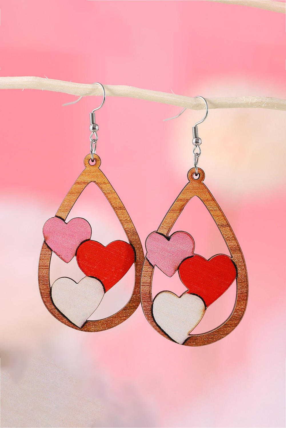 Red Valentines Day Heart Shape Tiered Dangle Earring - loveforevers