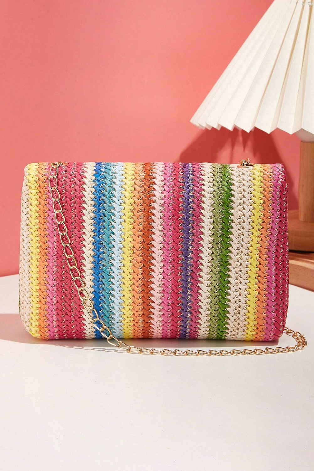 Iceland Blue Striped Crochet Flapped Single Shoulder Bag - loveforevers