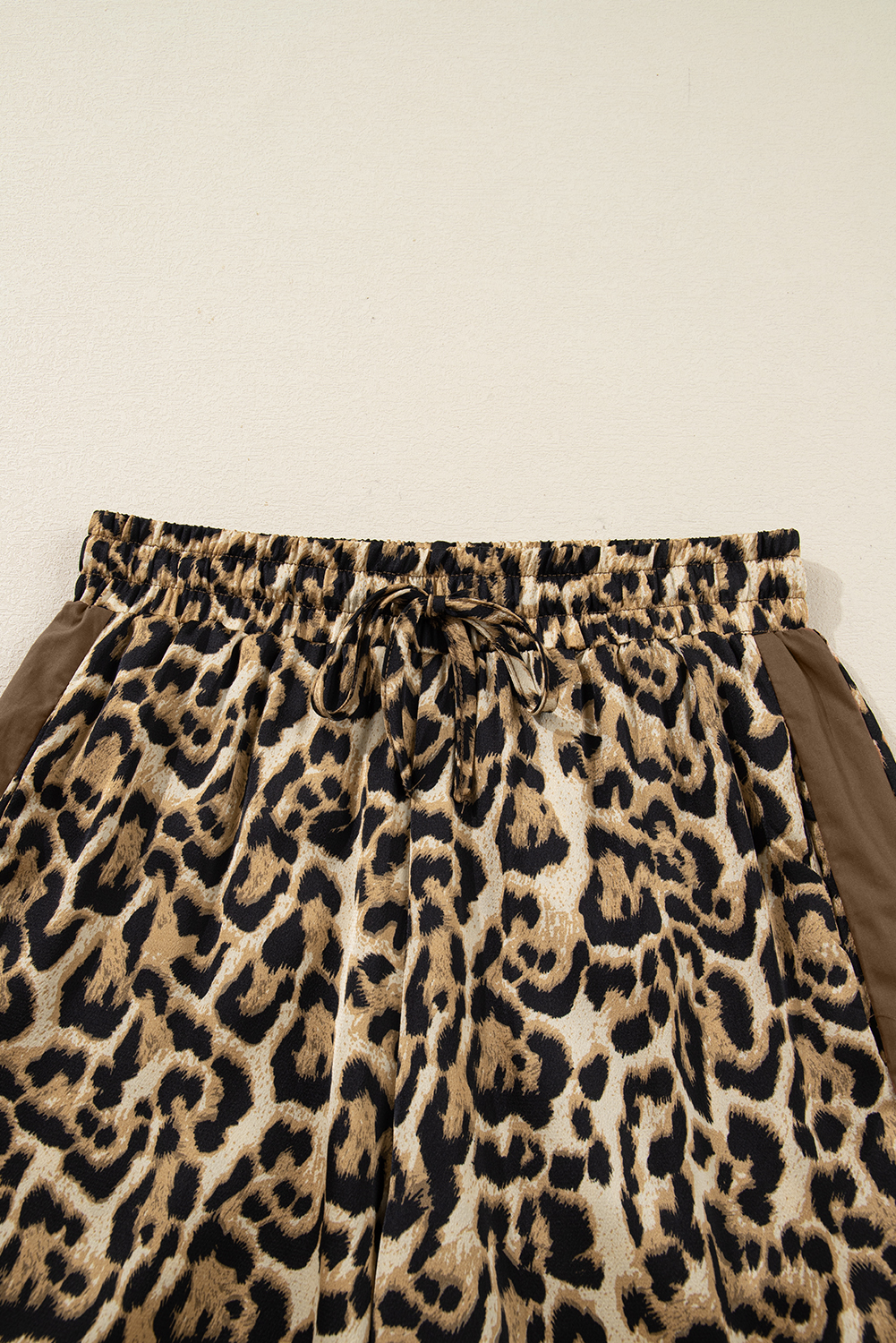 Brown Leopard Collared 3/4 Sleeve Shirt and Loose Pants Two Piece Outfit Set - loveforevers