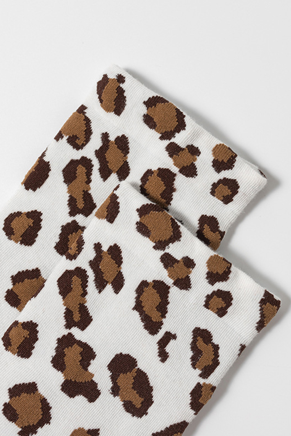 White Leopard Print Polyester Cotton Socks - loveforevers