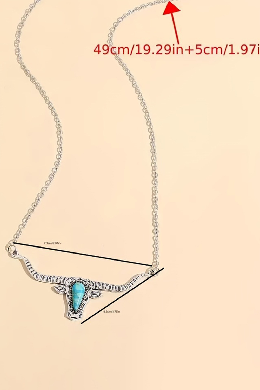 Light Blue Turquoise Steer Head Pendant Chain Necklace - loveforevers