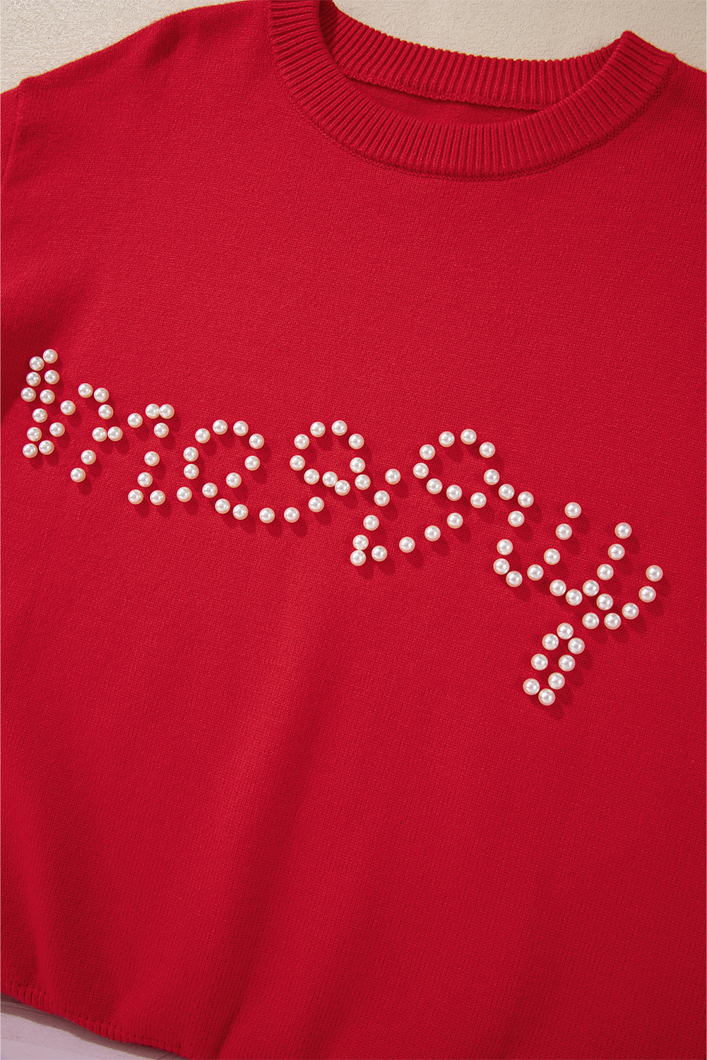 Blackish Green Pearl Beaded Merry Casual Sweater - loveforevers
