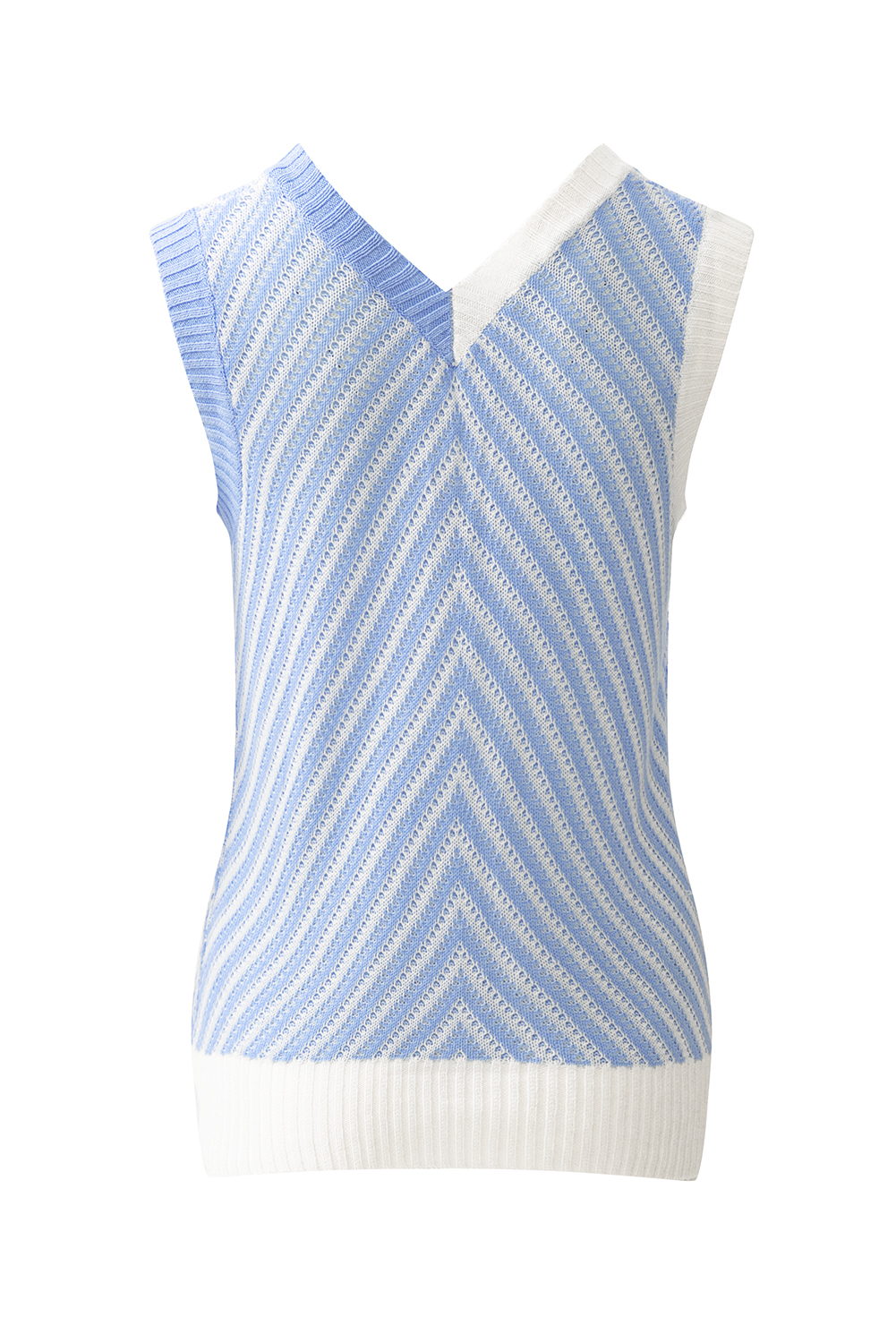 Black Contrast Chevron Knit V Neck Sweater Vest - loveforevers