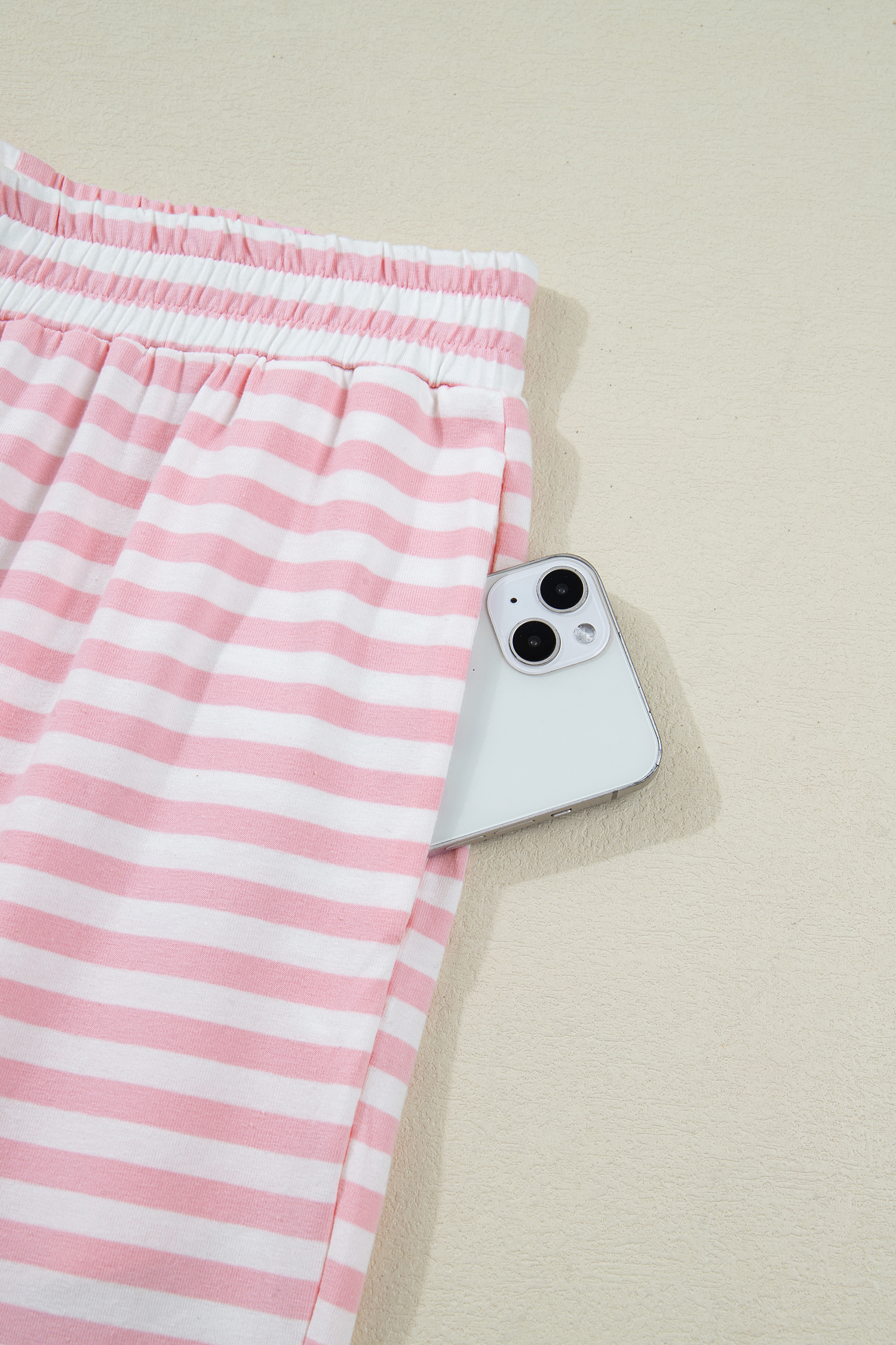 Rose Stripe Drop Shoulder Round Neck Top and Buttoned Straight Pants Two Piece Set - loveforevers