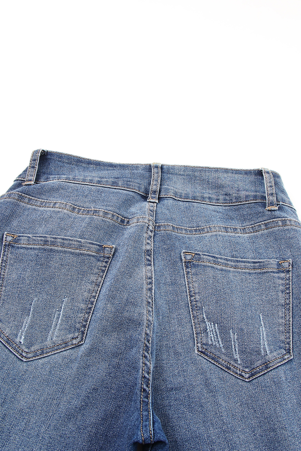 High Waist Distressed Straight Leg Jeans - loveforevers