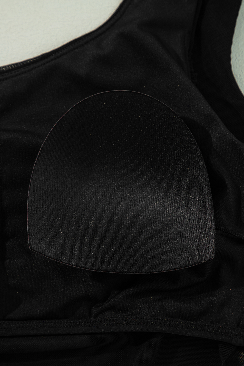 Black Pleated Mesh One Shoulder Bikini Top and Skirts Set - loveforevers