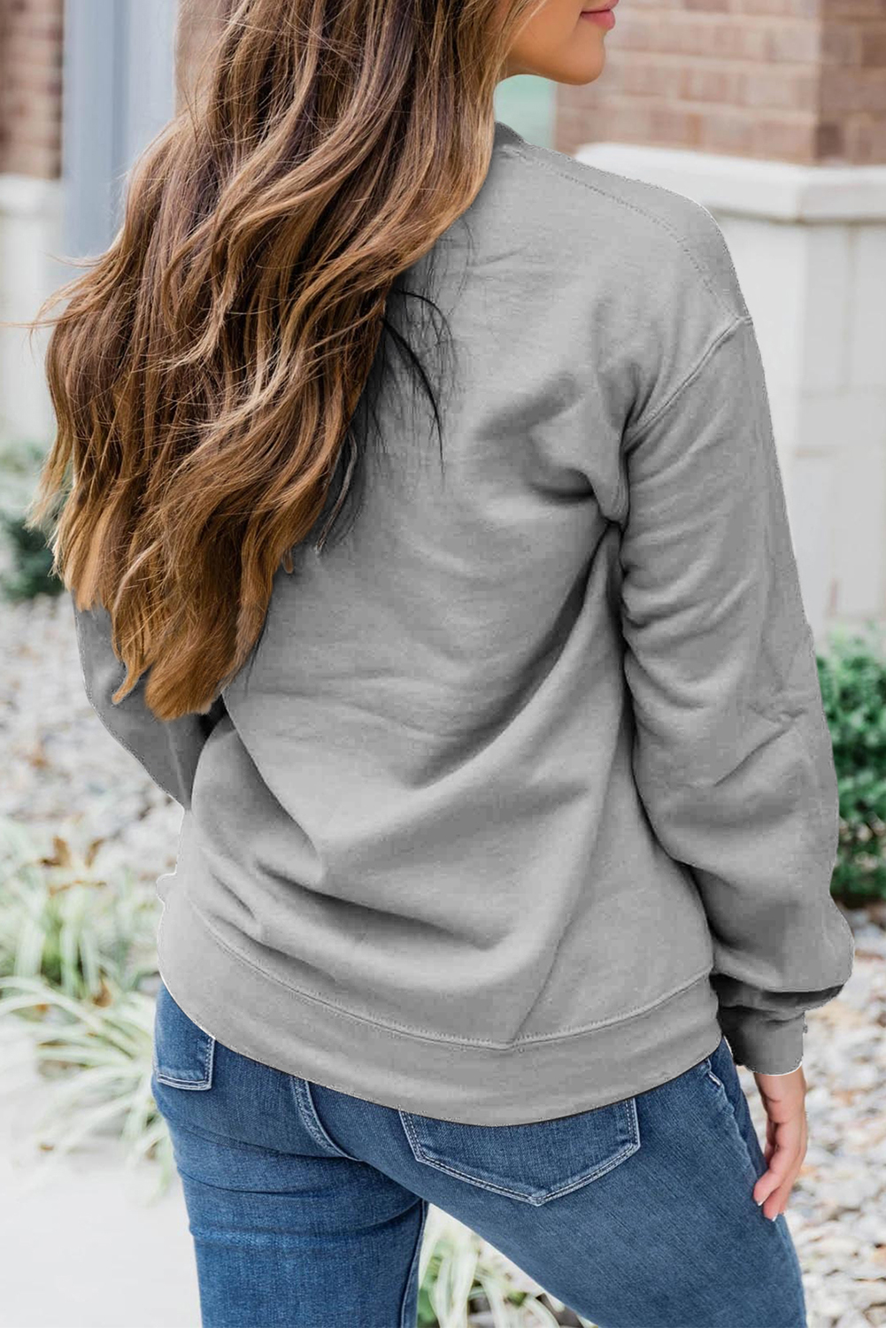 Gray Sequin Baseball Graphic Crewneck Game Day Sweatshirt - loveforevers