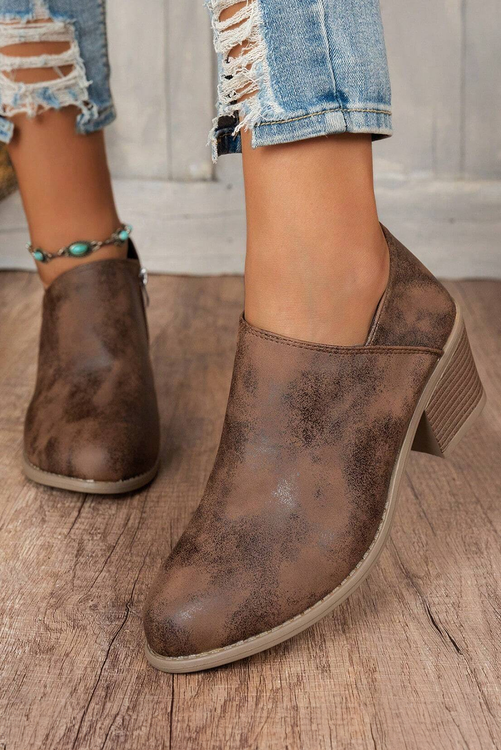 Philippine Gray Tulip Opening Suede Ankle Boots - loveforevers