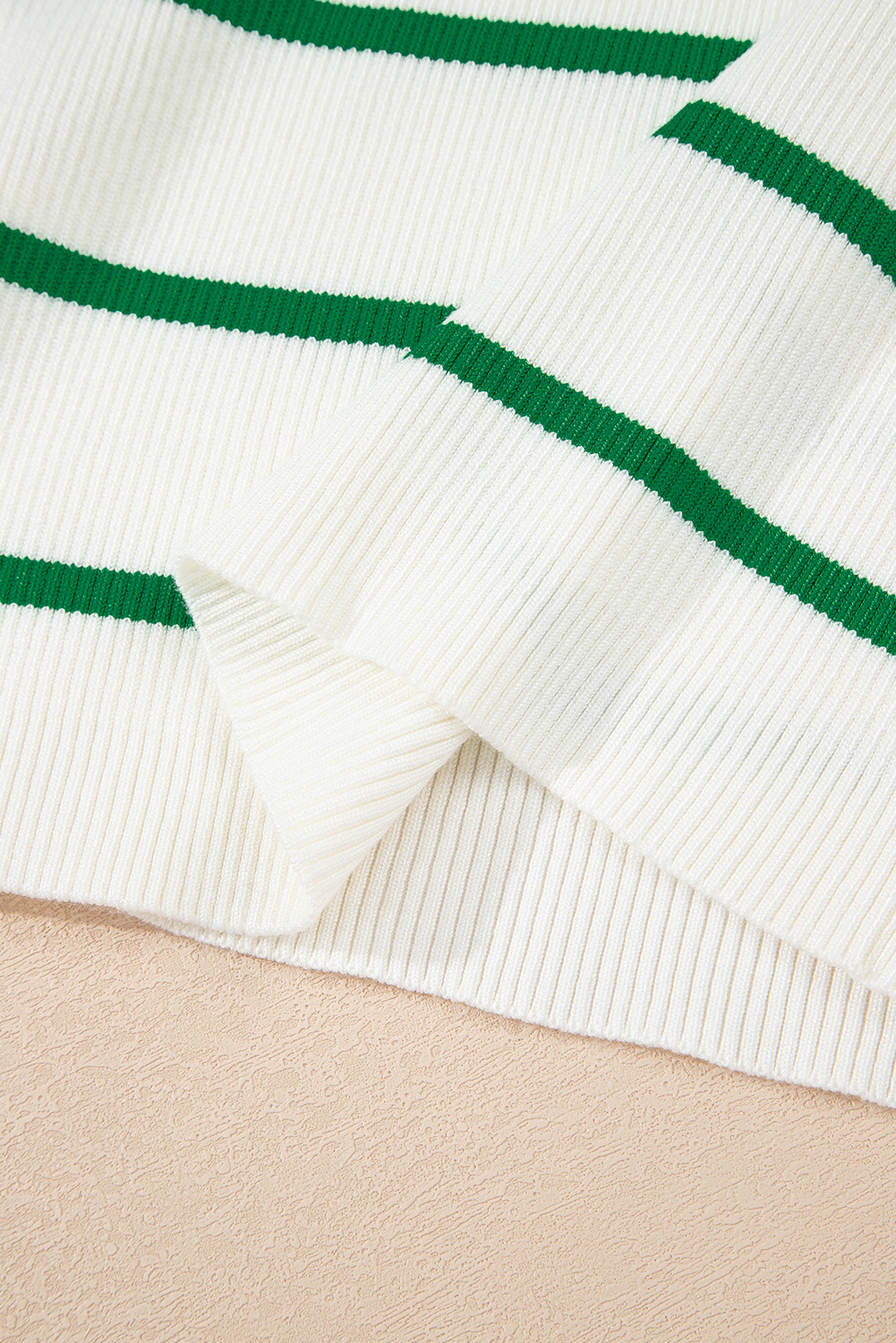 Bright Green Striped Scalloped Edge U Neck Sleeveless Sweater Vest - loveforevers