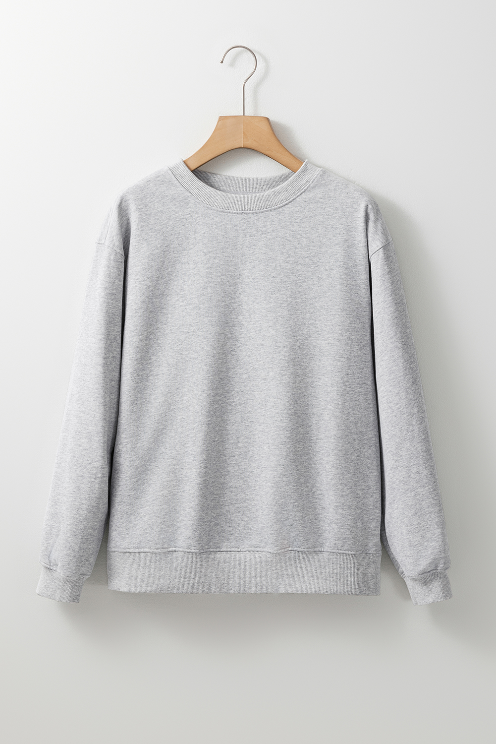 Navy Blue Plain Drop Shoulder Crewneck Pullover Sweatshirt - loveforevers