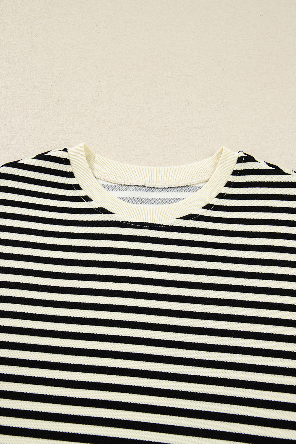 Black Stripe Textured Drop Shoulder Pullover Top Drawstring Mini Skort Two Piece Dress Set - loveforevers