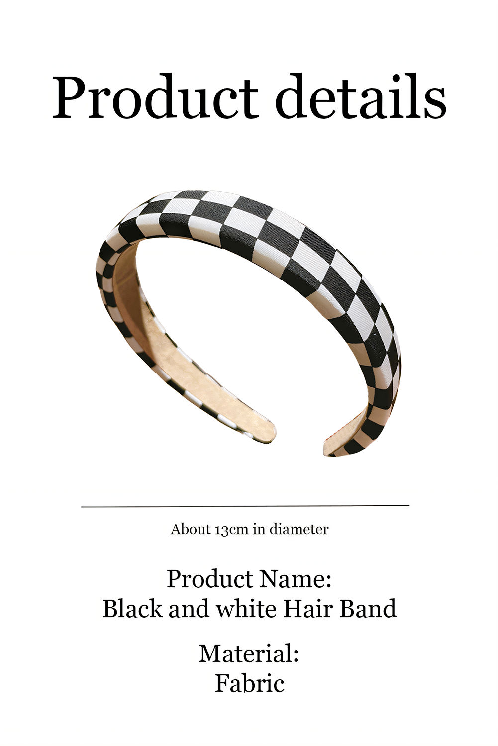 Black Checkered Print Wide Chic Headband - loveforevers