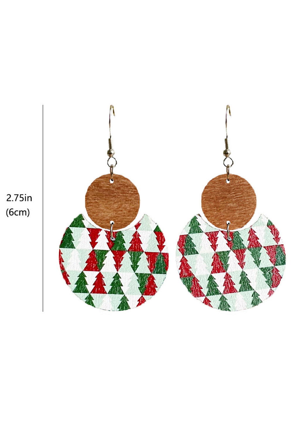 Red Shade Of Leopard Plaid Christmas Tree Earrings - loveforevers