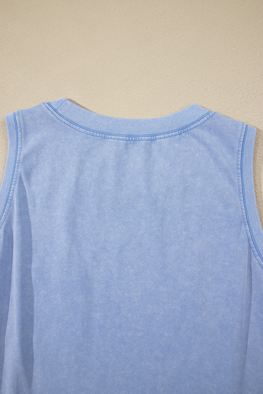 Beau Blue Mineral Wash Patched Chest Pocket Casual Tank Top - loveforevers