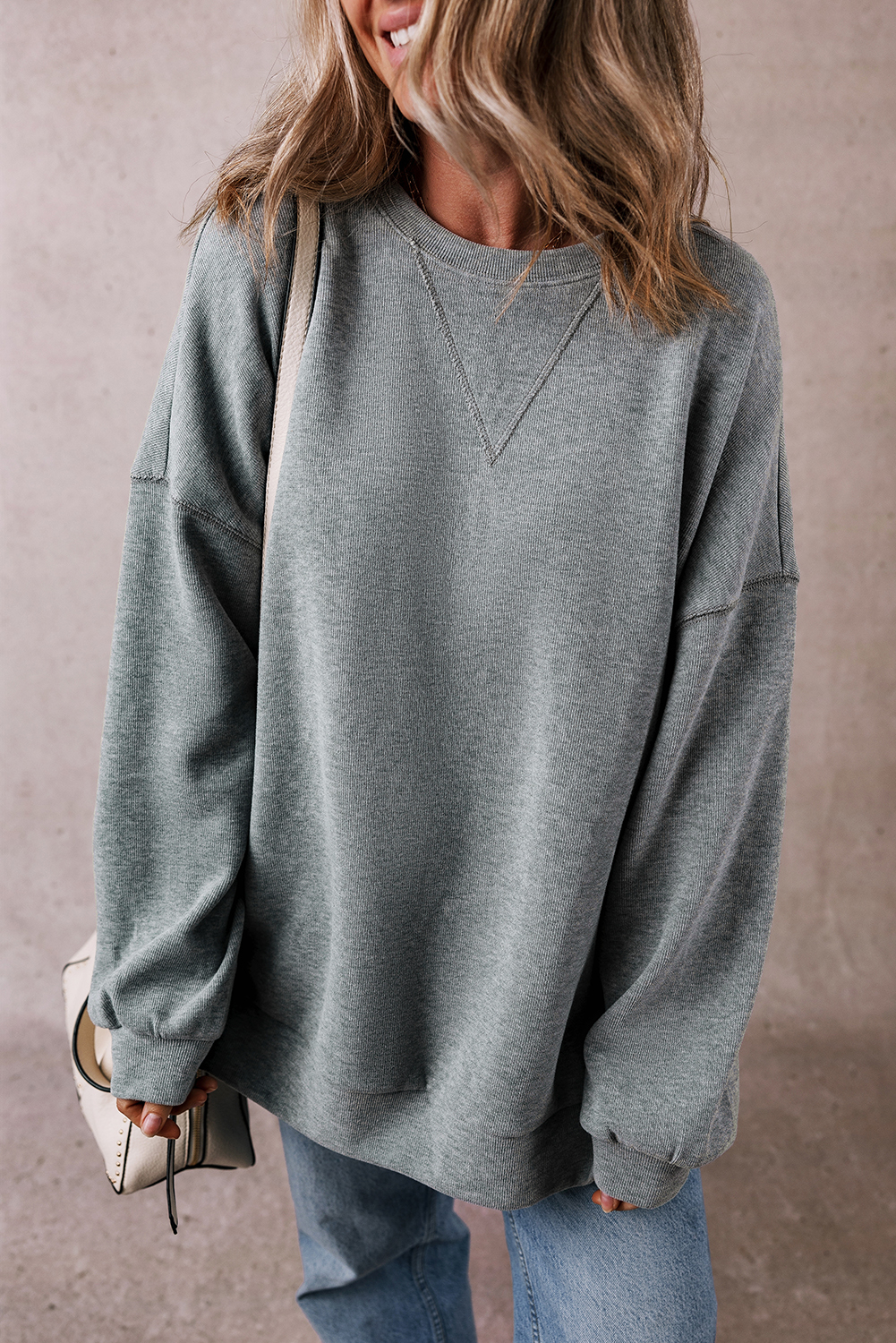 Medium Grey Side Split Drop Shoulder Oversized Sweatshirt - loveforevers