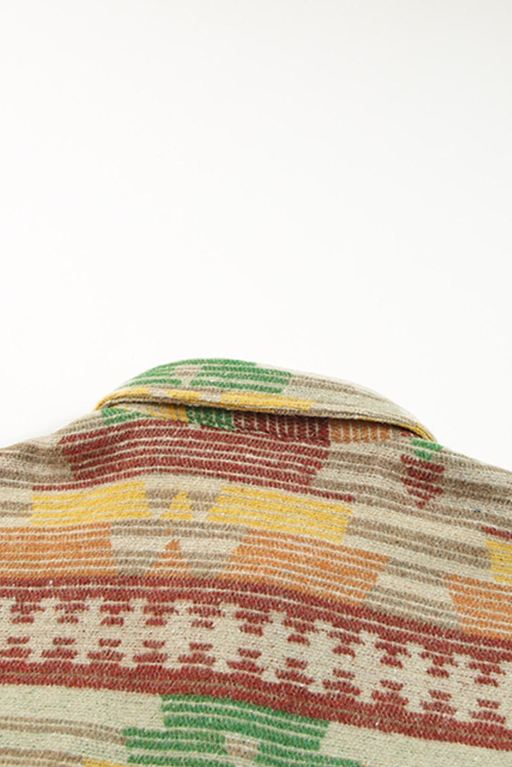 Yellow Western Aztec Print Button Flap Pocket Shacket - loveforevers