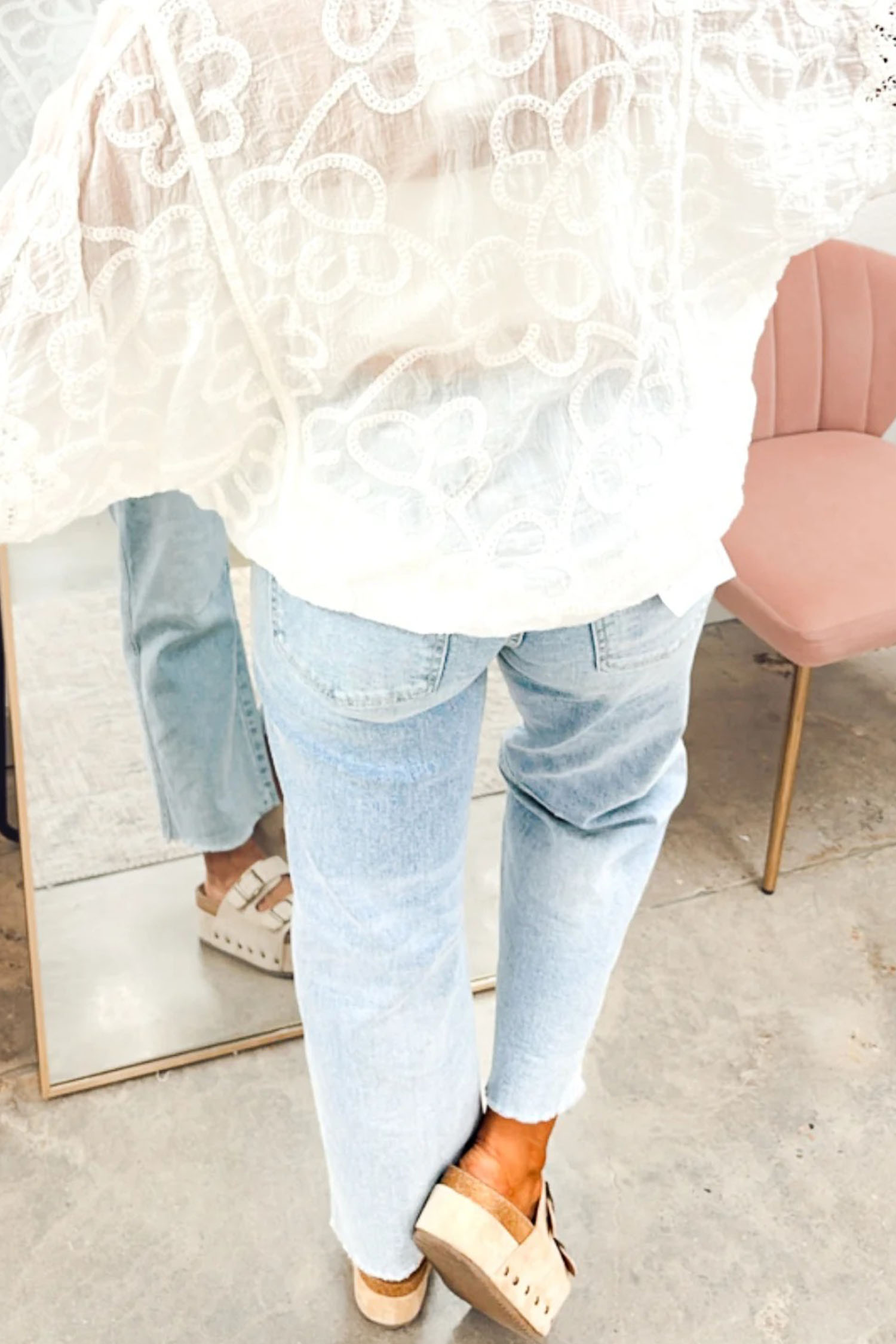 Beau Blue Frayed Cropped Straight Jeans - loveforevers