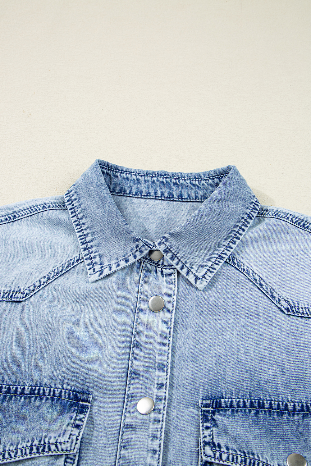 Blue Beau Chest Pocket Raw Hem Denim Loose Shirt Dress - loveforevers