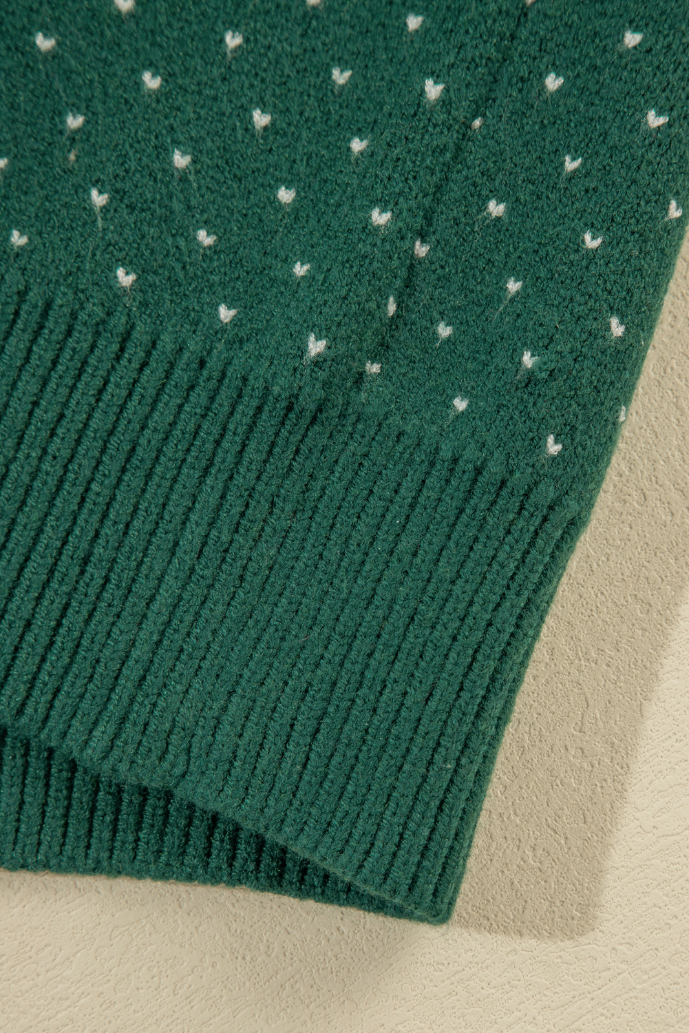 Green Christmas Snowflake Dotted Print Round Neck Sweater - loveforevers
