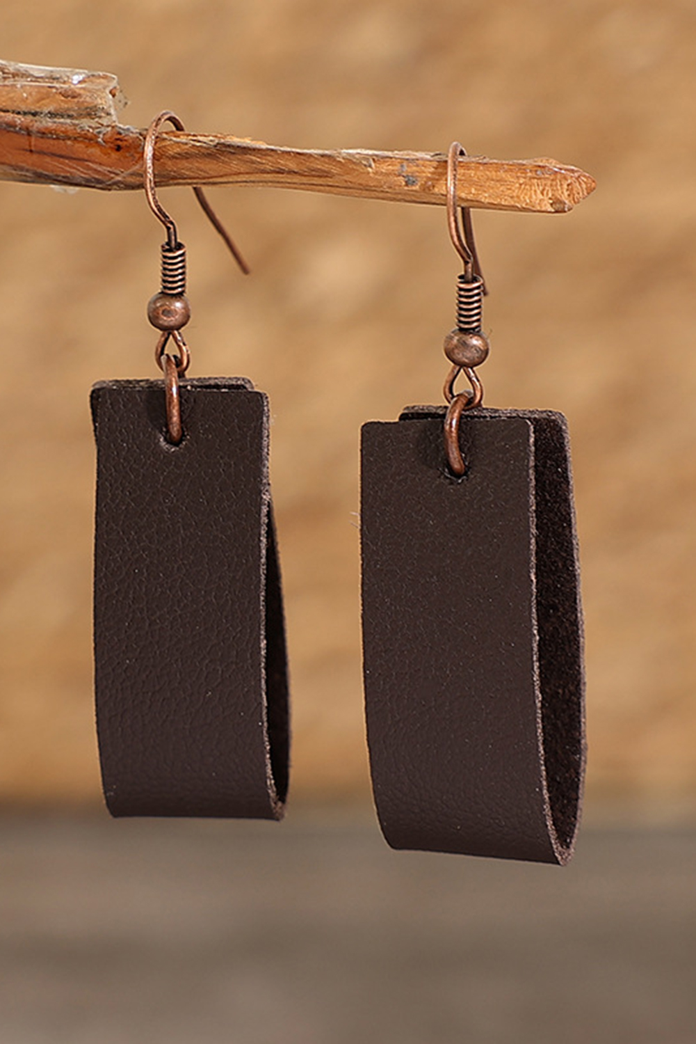 Dark Brown Circle PU Leather Drop Earrings - loveforevers