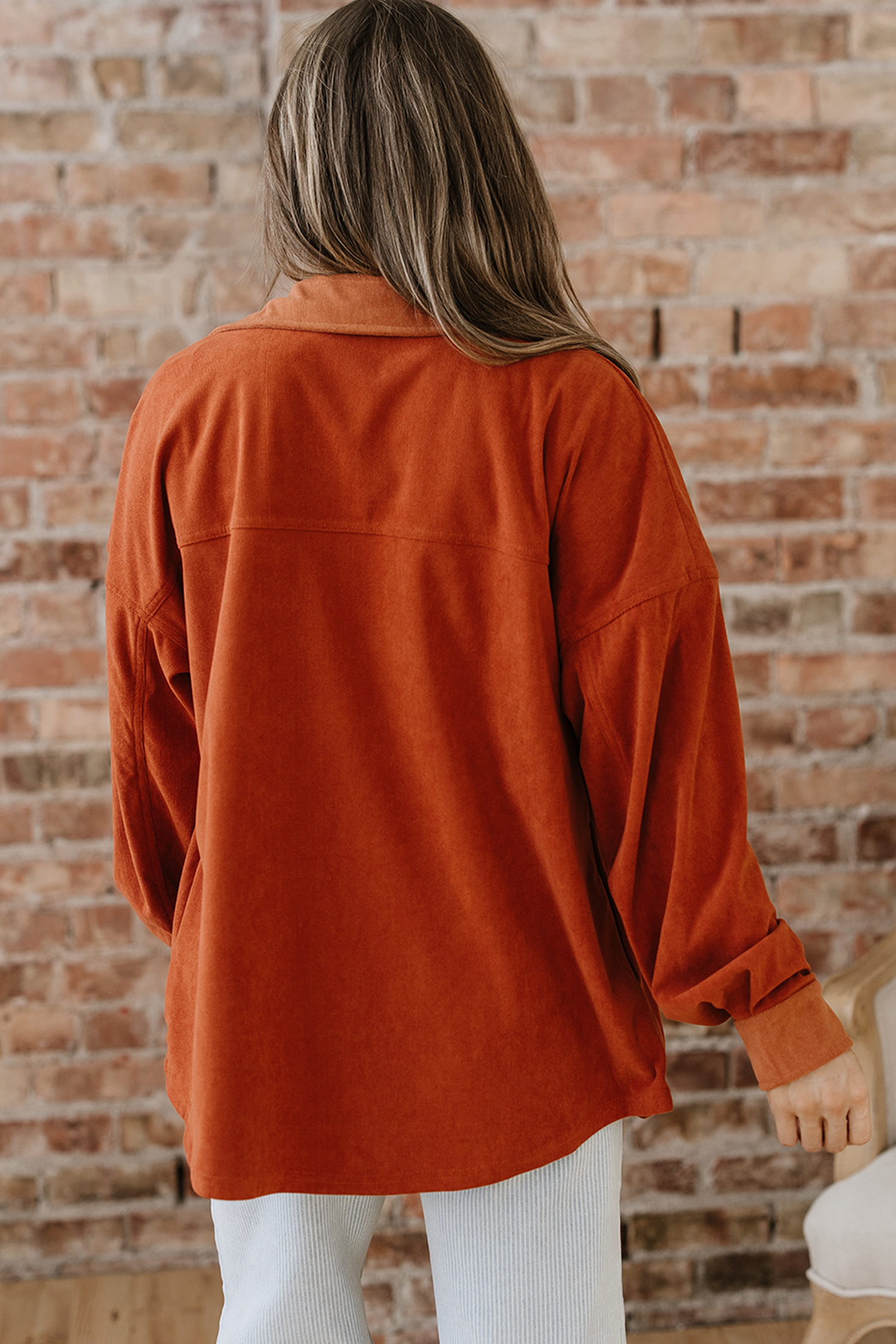 Gold Flame Velvet Flap Pockets Drop Shoulder Casual Shacket - loveforevers