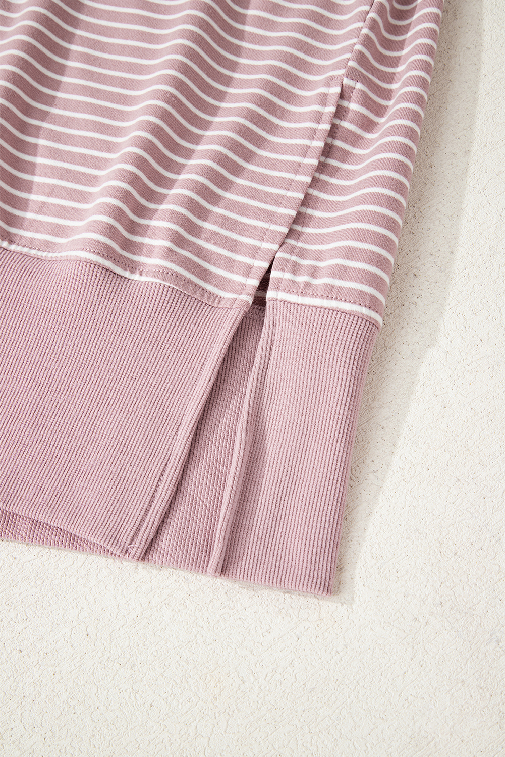 Purple Stripe Thumbhole Side Slits Drop Shoulder Loose Fit Hoodie - loveforevers