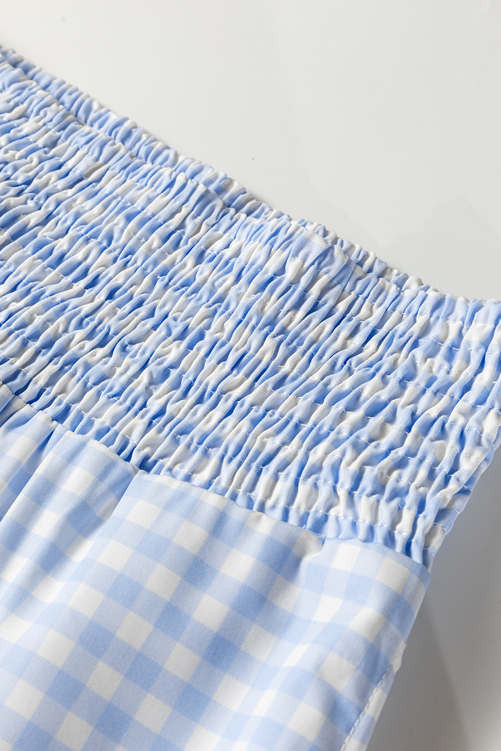 Myosotis Plaid Print Smocked High Waist Womens Loose Pants - loveforevers