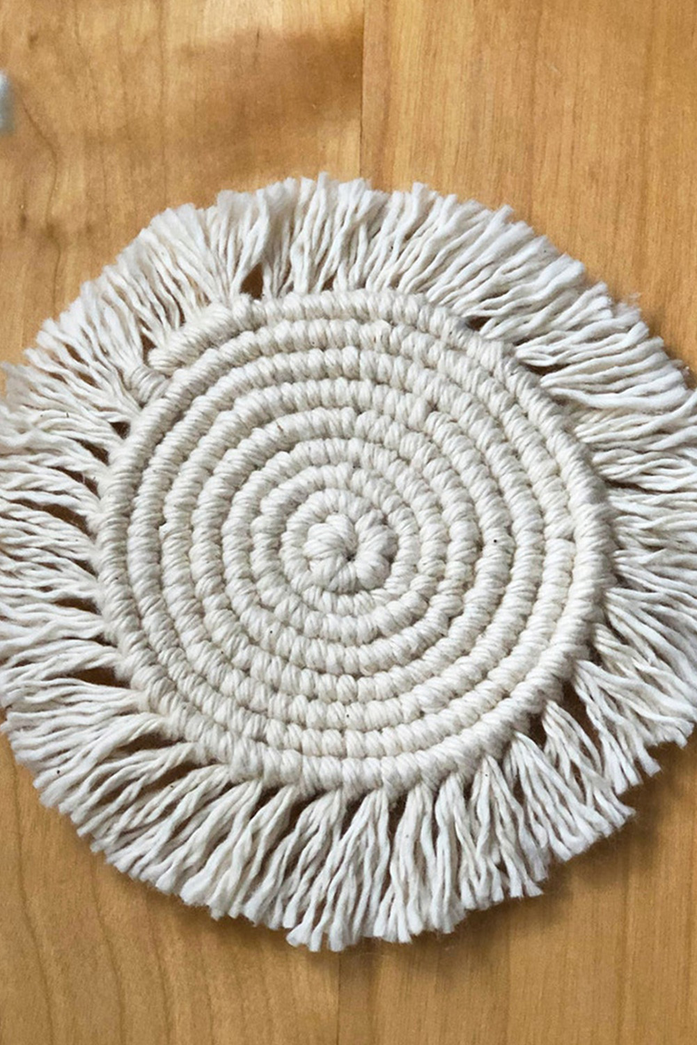 Beige Boho Tassel Macrame Coaster 15cm - loveforevers