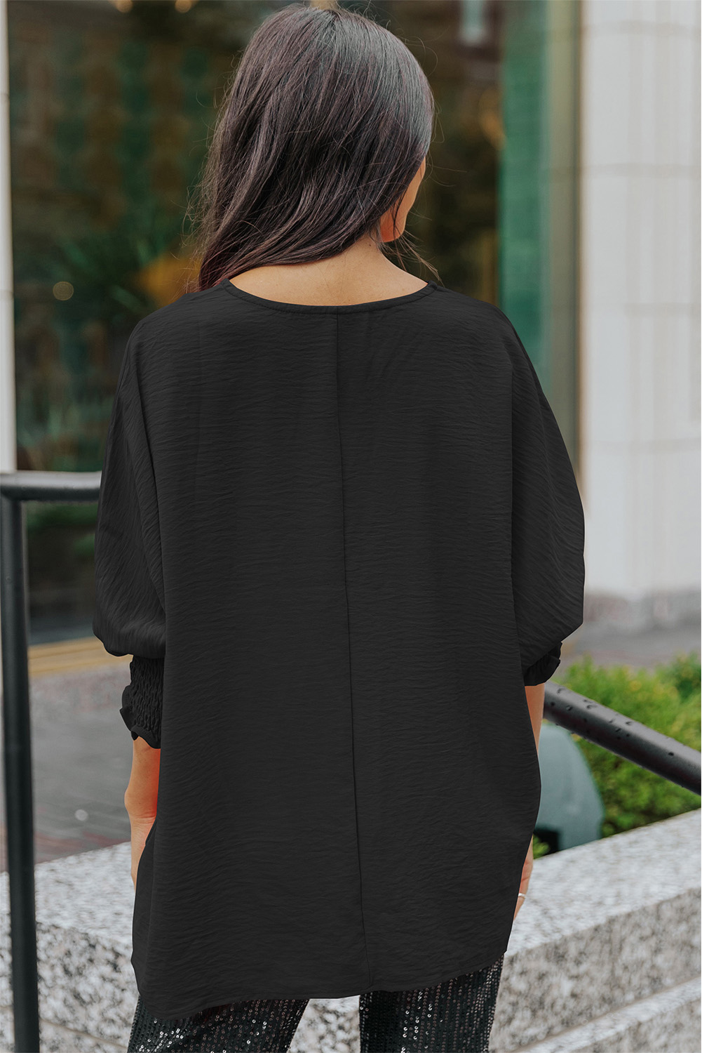 Green Smocked Wrist Shift Top - loveforevers