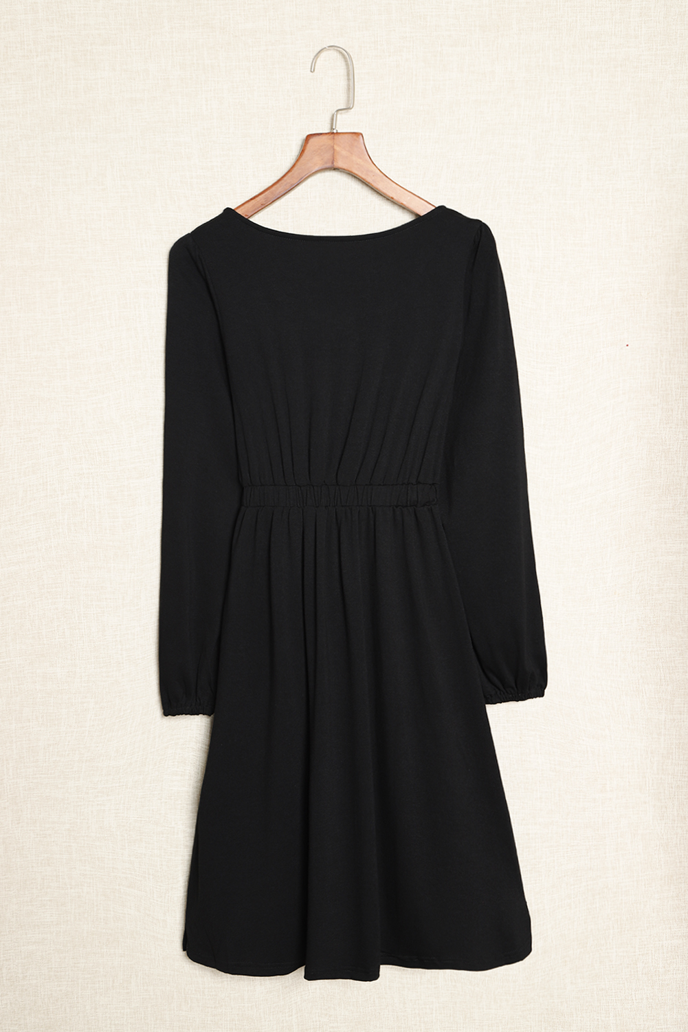 Black Button Up High Waist Long Sleeve Dress - loveforevers