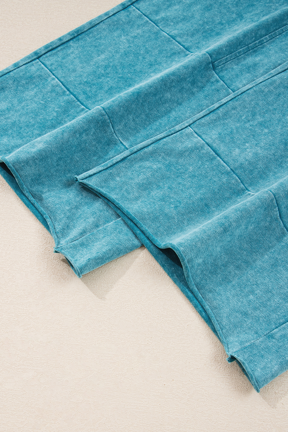 Lapis Mineral Wash Lace-up High Waist Raw Hem Patched Pocket Pants - loveforevers