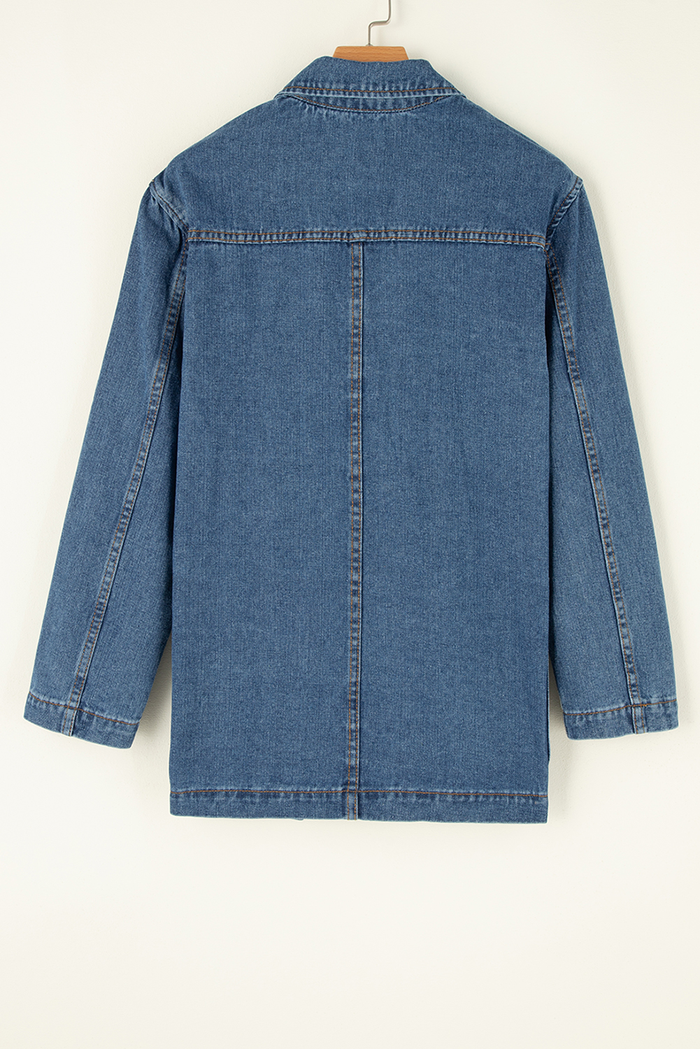 Black Side Pockets Lapel Collar Denim Jacket - loveforevers