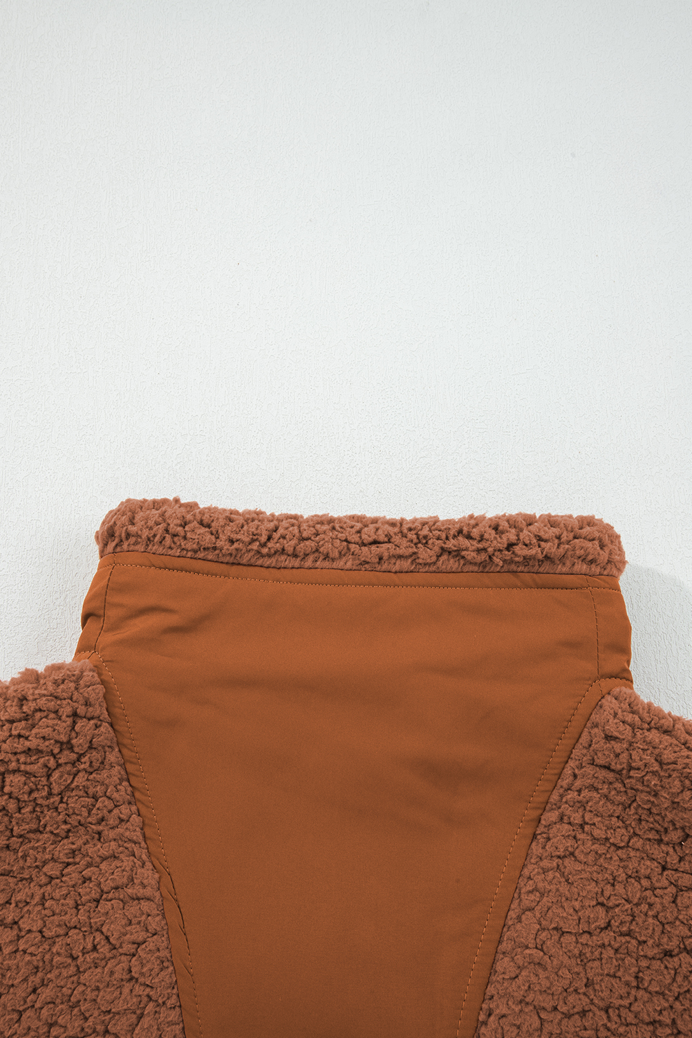 Cinnamon Faux Fur Snap Button Front Knot Side Plush Vest with Pockets - loveforevers