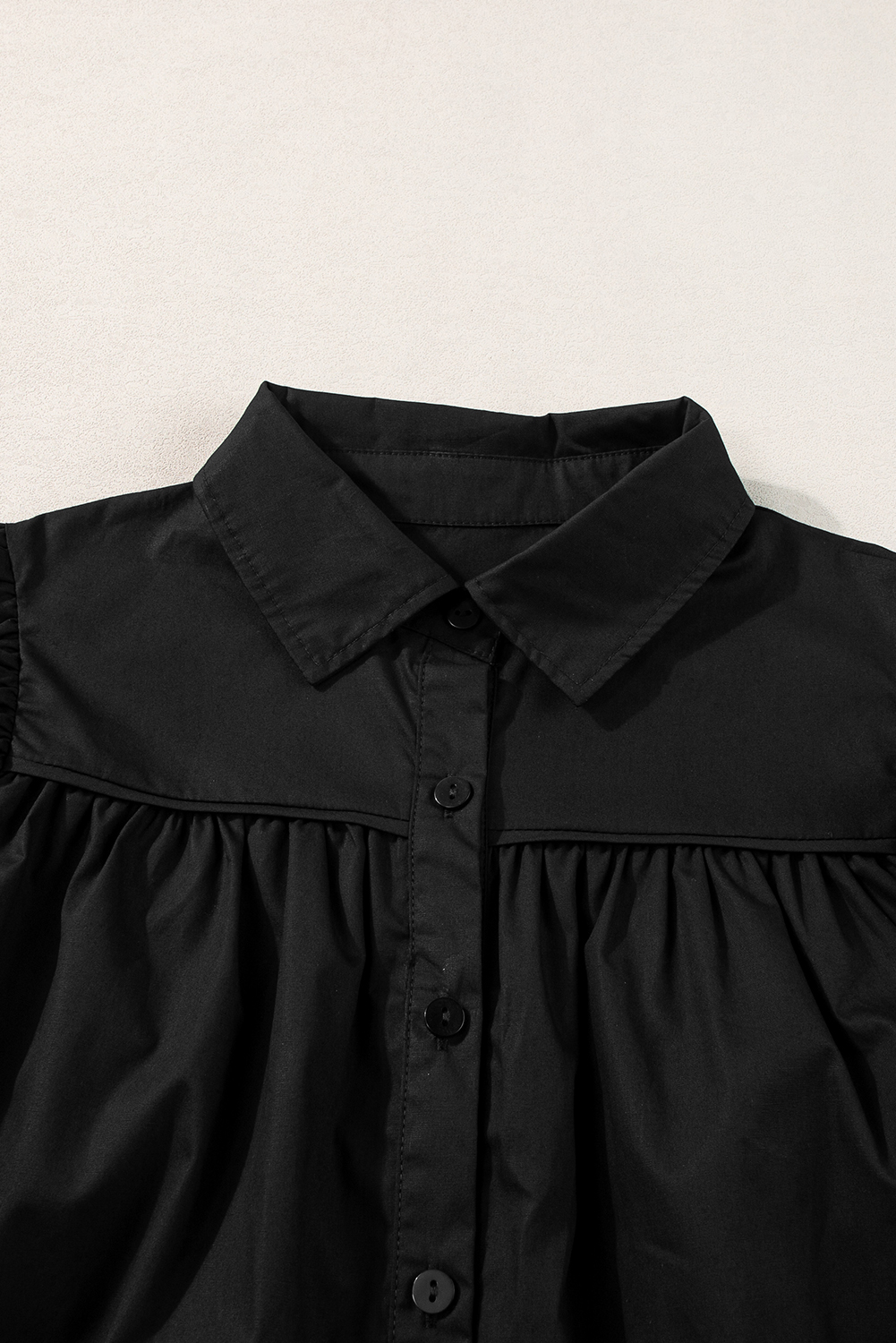 Black Crisp Puff Sleeve Loose Shirt - loveforevers
