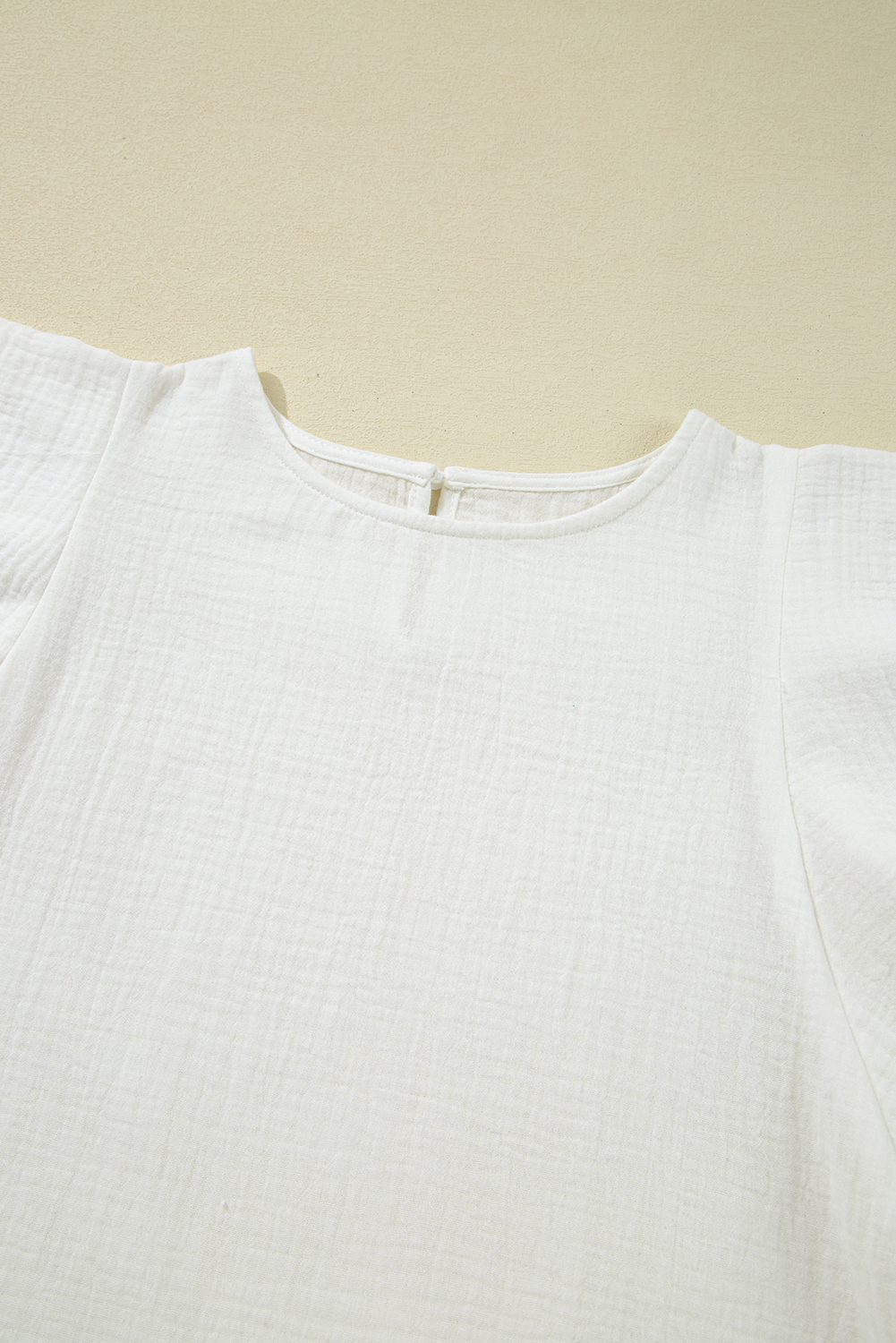White Crinkled Layered Ruffled Flutter Sleeve Blouse - loveforevers
