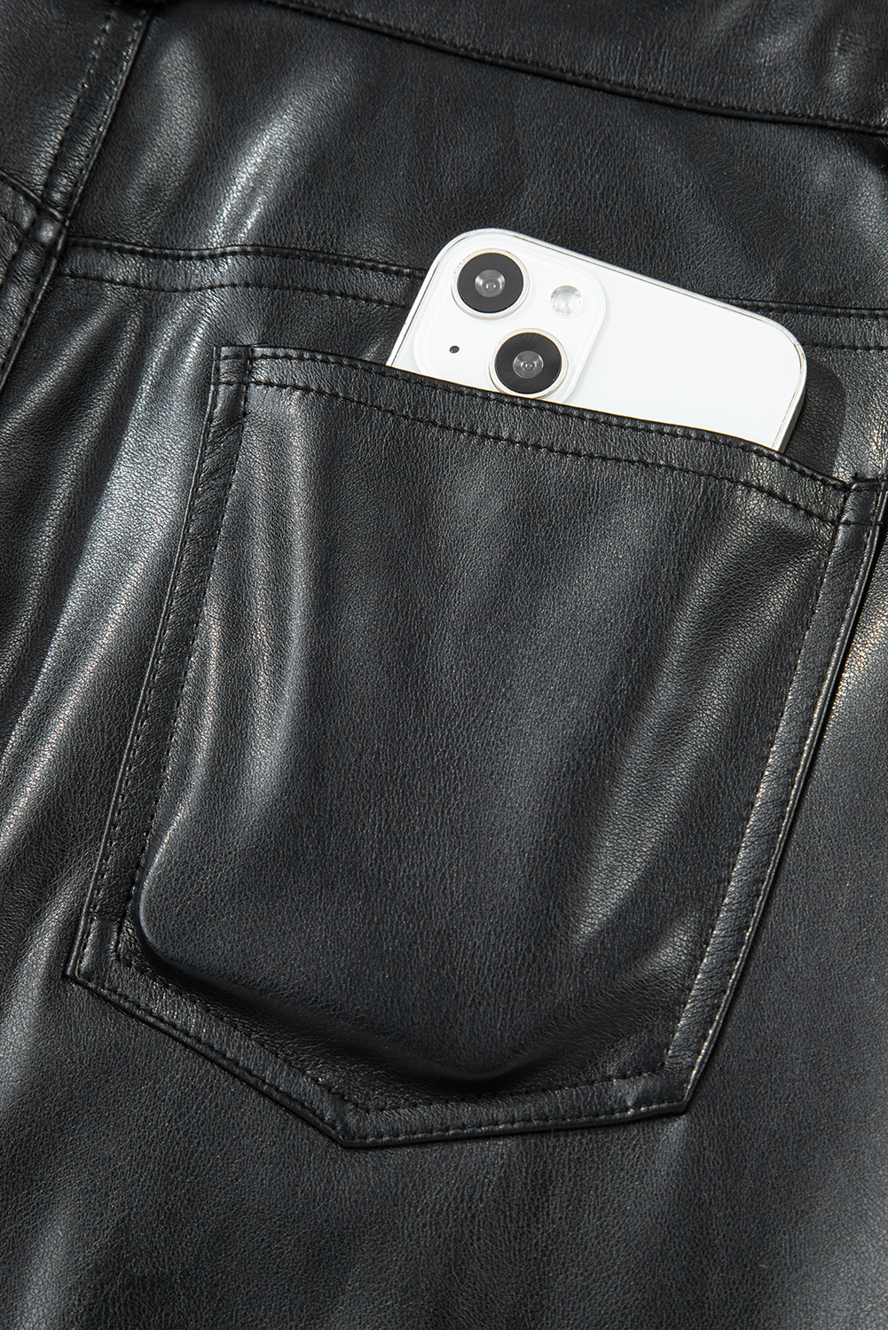 Black Faux Leather Side Slit Maxi Skirt - loveforevers