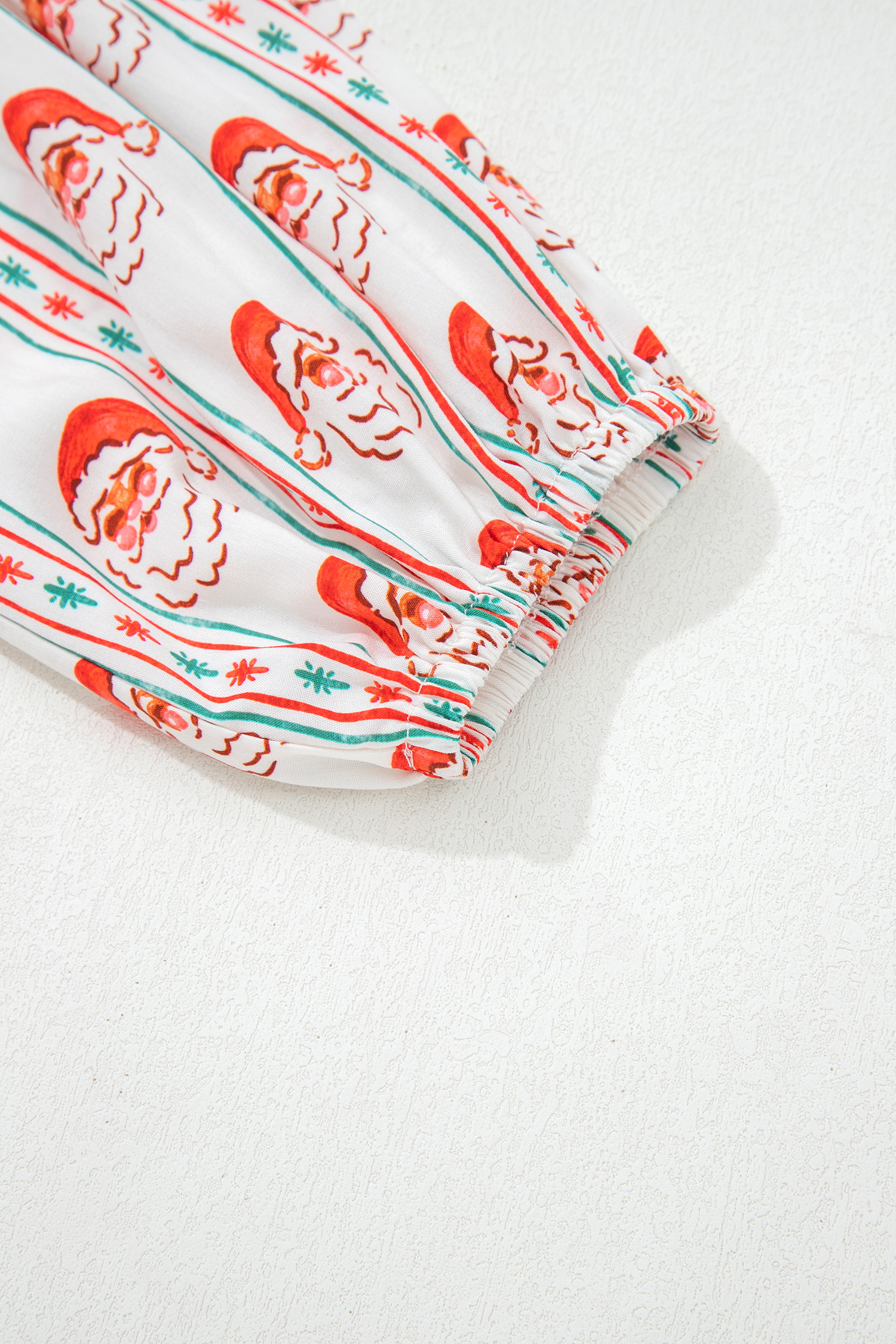 White Father Christmas Contrast Collar Button Front Long Sleeve A-line Mini Dress - loveforevers