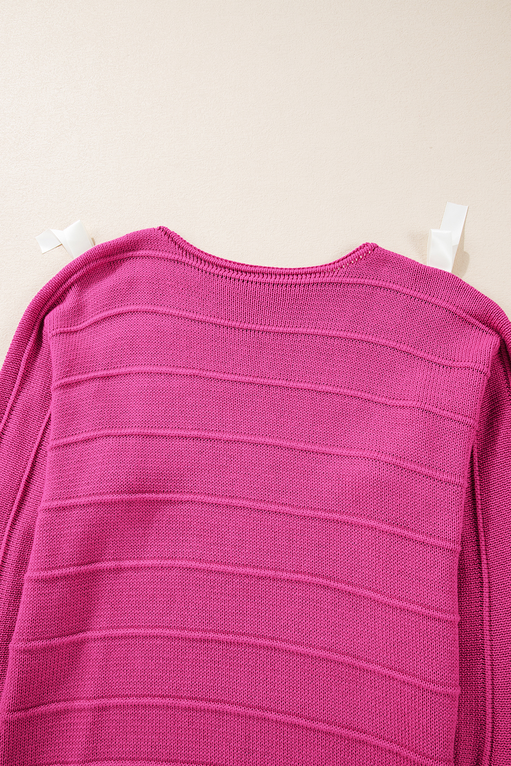 Rose Red Bow Knot Cut Out Round Neck Loose Sweater - loveforevers