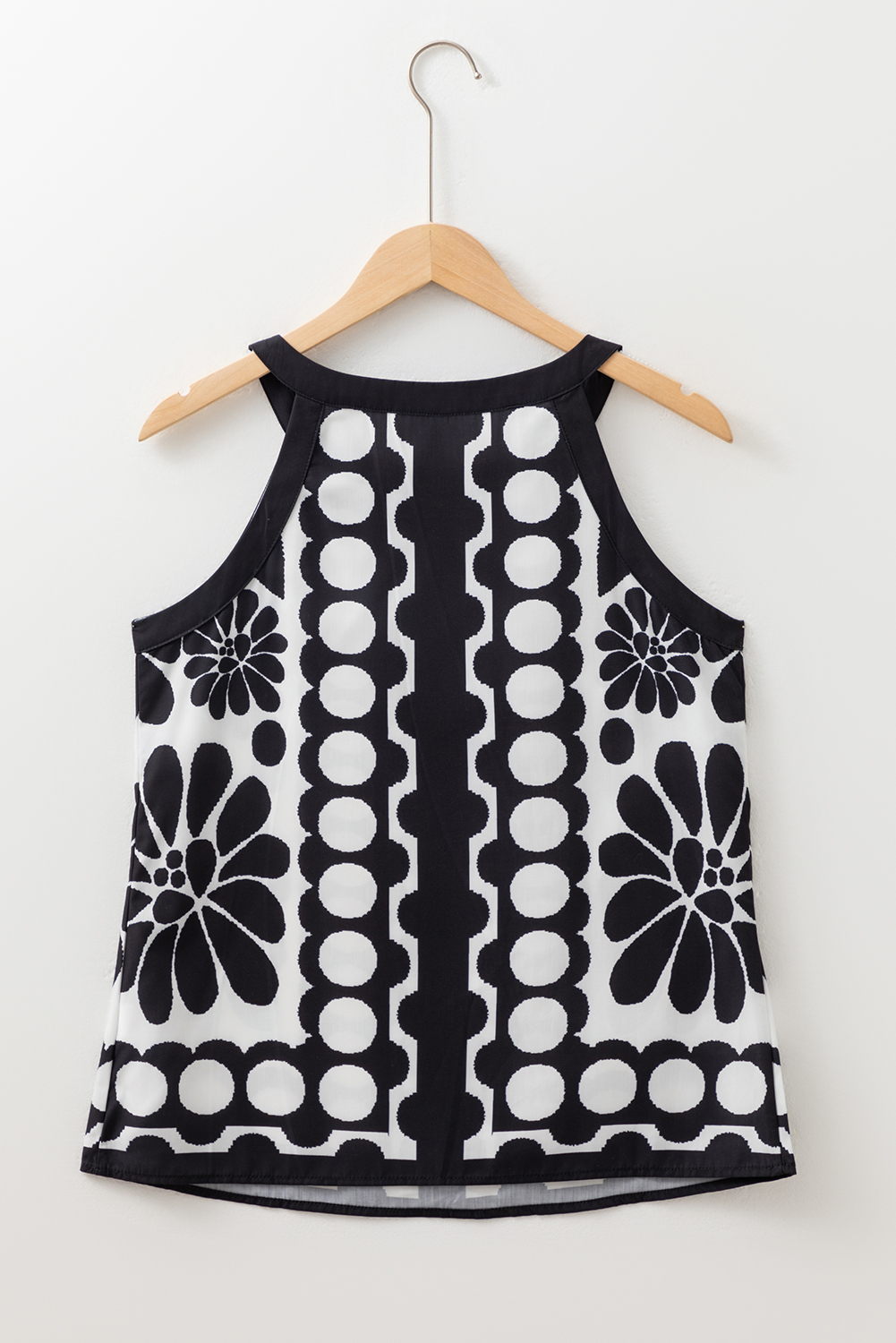 Black Abstract Dot Flower Print Tank Top - loveforevers
