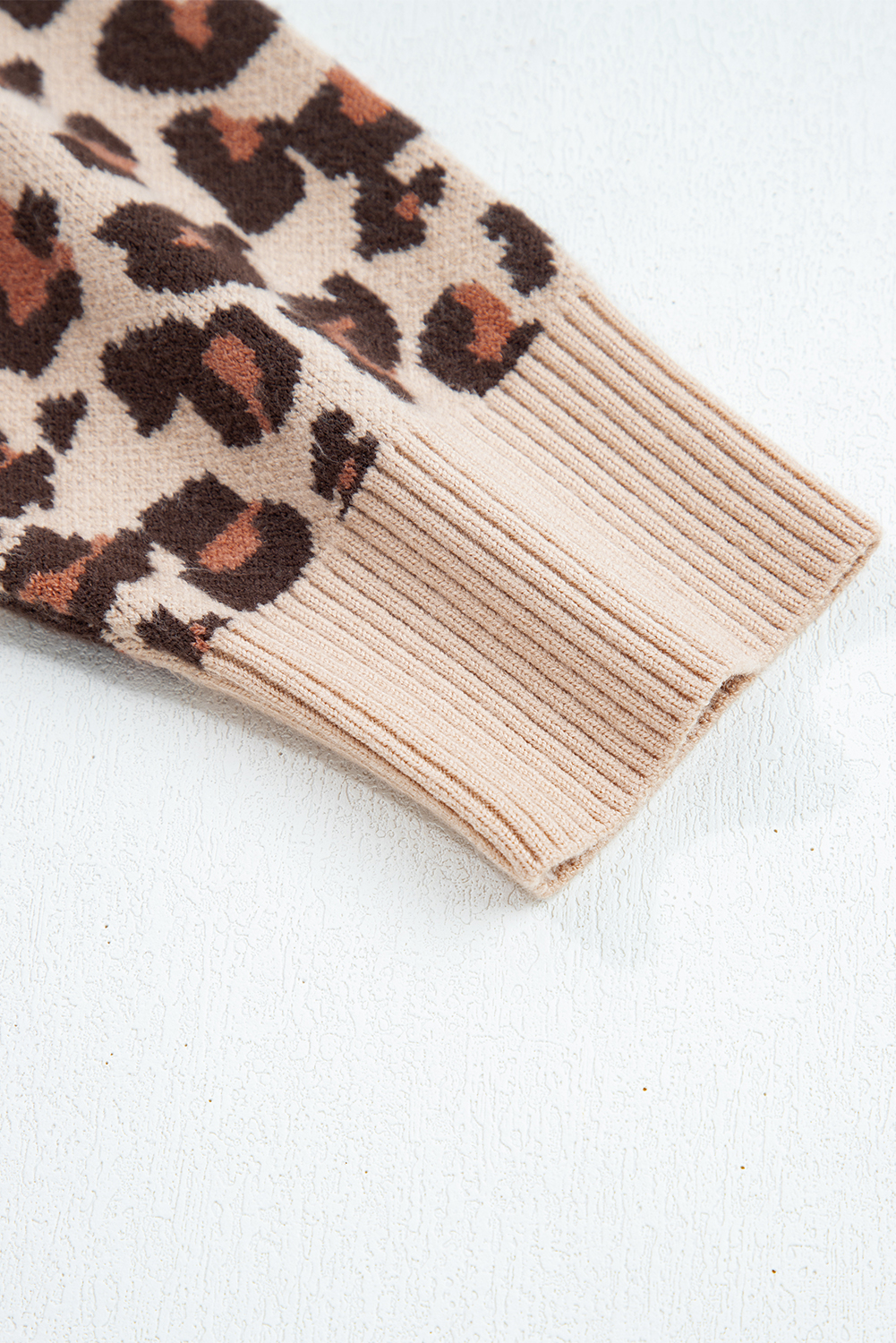 Khaki Leopard Print High Neck Shift Mini Sweater Dress - loveforevers