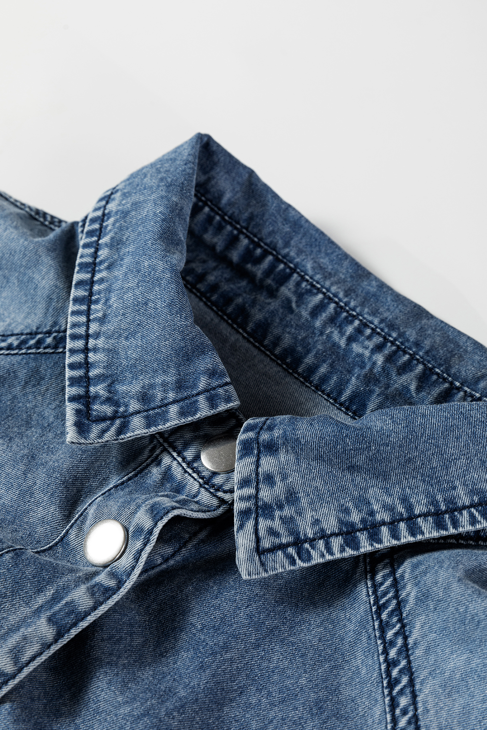Blue Beau Chest Pocket Raw Hem Denim Loose Shirt Dress - loveforevers