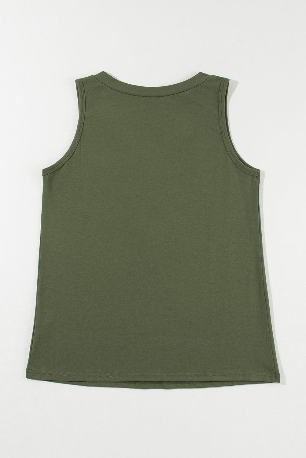 Jungle Green Half Button V Neck Patched Pocket Tank Top - loveforevers