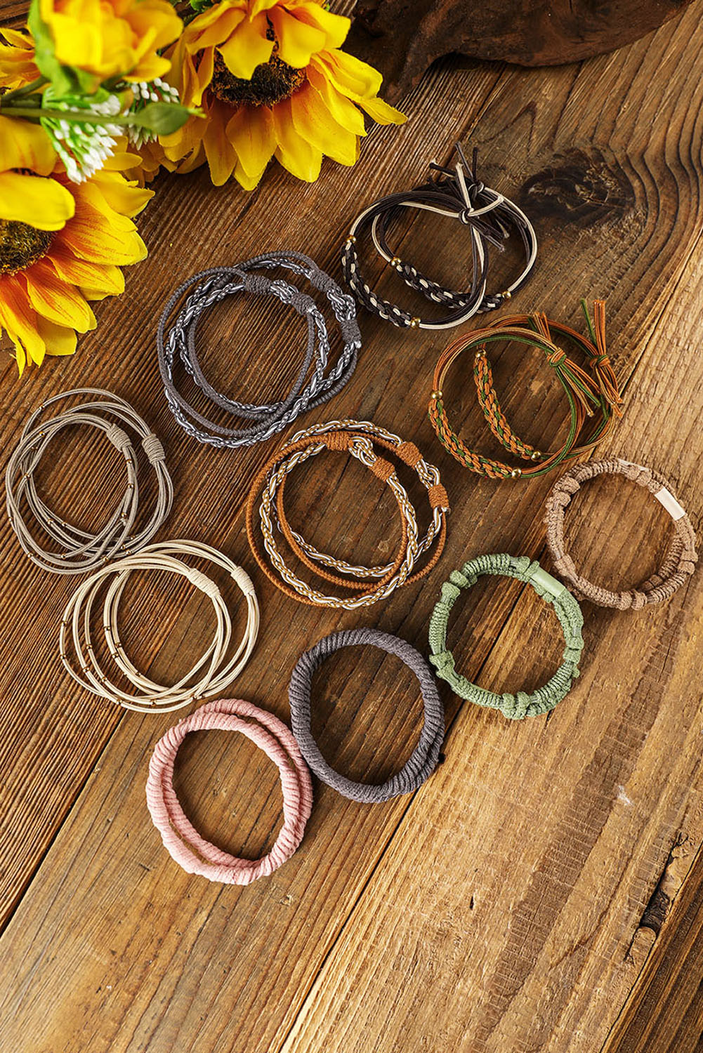 Pink Multicolour 20pcs Boho Knotted Hair Ties - loveforevers