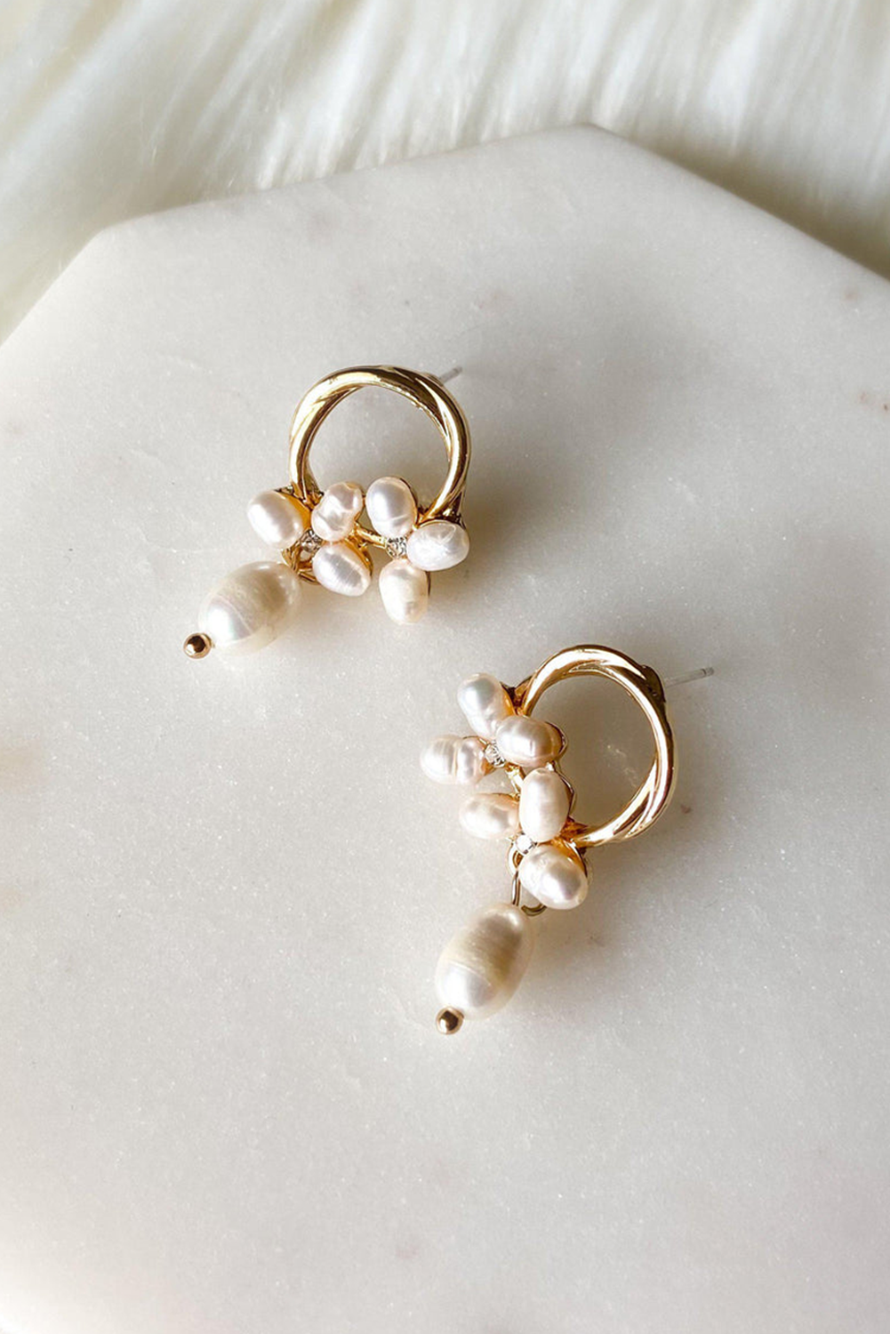 Gold Plated Hoop Pearl Casual Wear Stud Earring - loveforevers