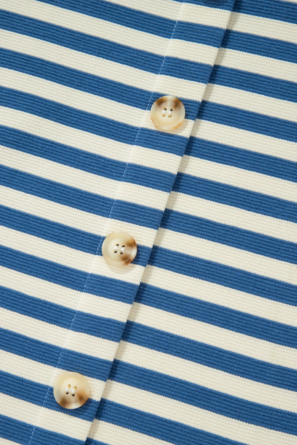 Sky Blue Stripe Chest Pocket Buttoned Back Notched V Neck Top - loveforevers