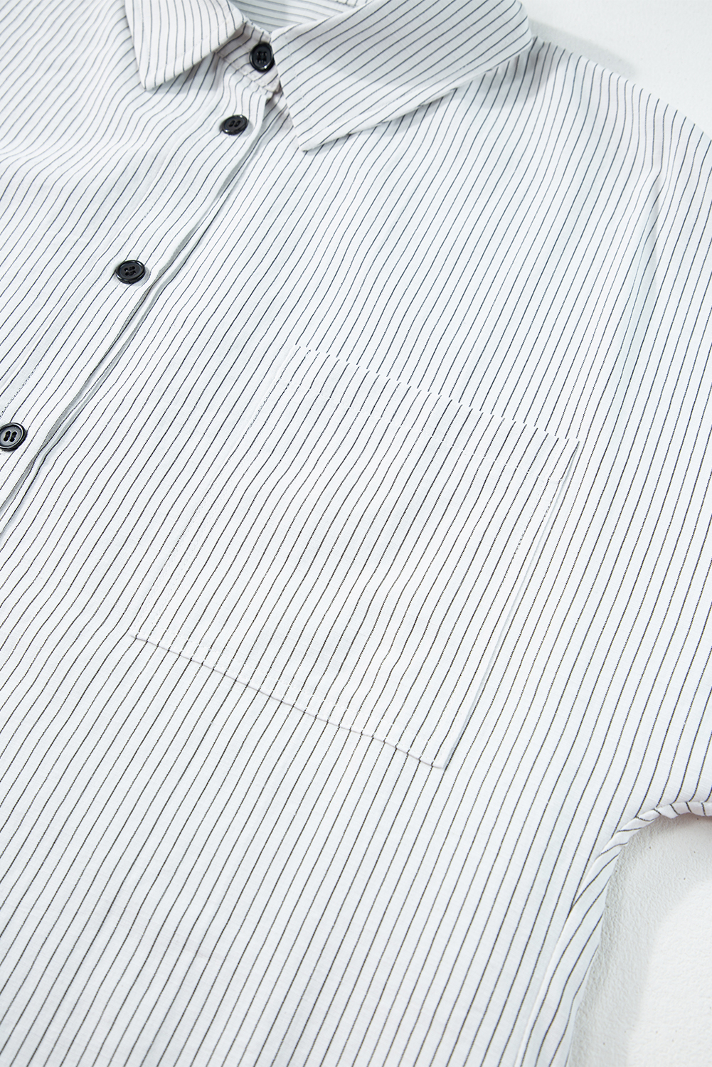 DEAR-LOVER Stripe Roll-tab Sleeve Pocketed Long Shirt - loveforevers
